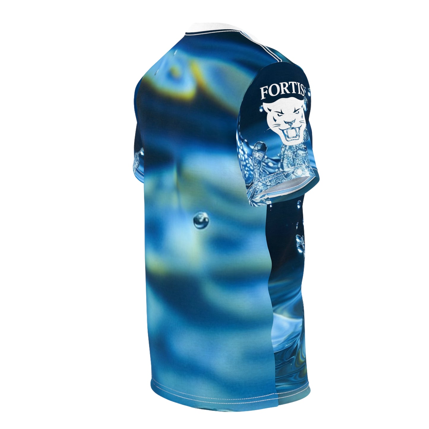Water Drop All-Over Print Tee — Photorealistic Splash Design