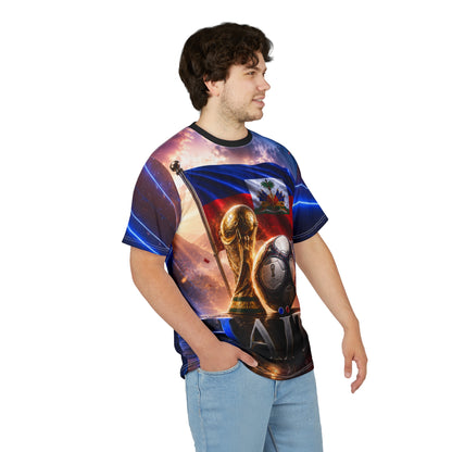 Haiti Soccer World Cup Tee — Haitian Flag & Trophy All-Over Print