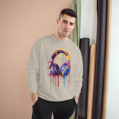 Headphone Drip Sweatshirt — Colorful Paint-Drip Music Crewneck