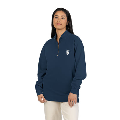 Quarter-Zip Sweatshirt with Small Chest Crest — Casual Pullover for Everyday Wear