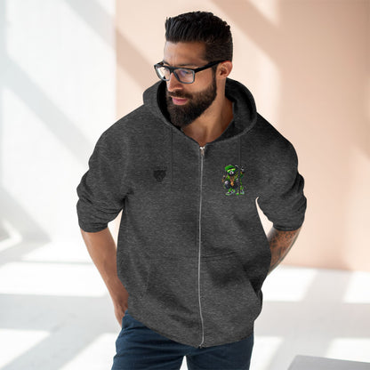 Streetwear Bear Zip Hoodie — Green Urban Teddy Graphic Zip-Up