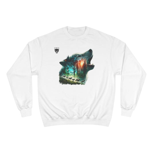 Wolf Silhouette Sweatshirt - Forest Night Nature Scene Crewneck