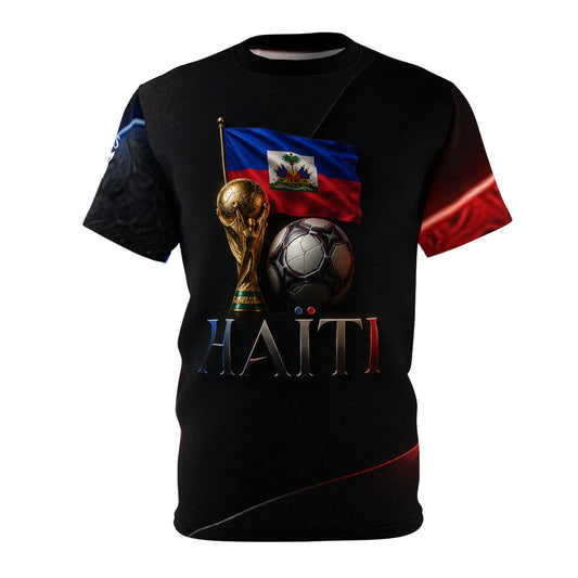 Haiti Soccer Tribute Tee — World Cup Trophy & Flag All-Over Print