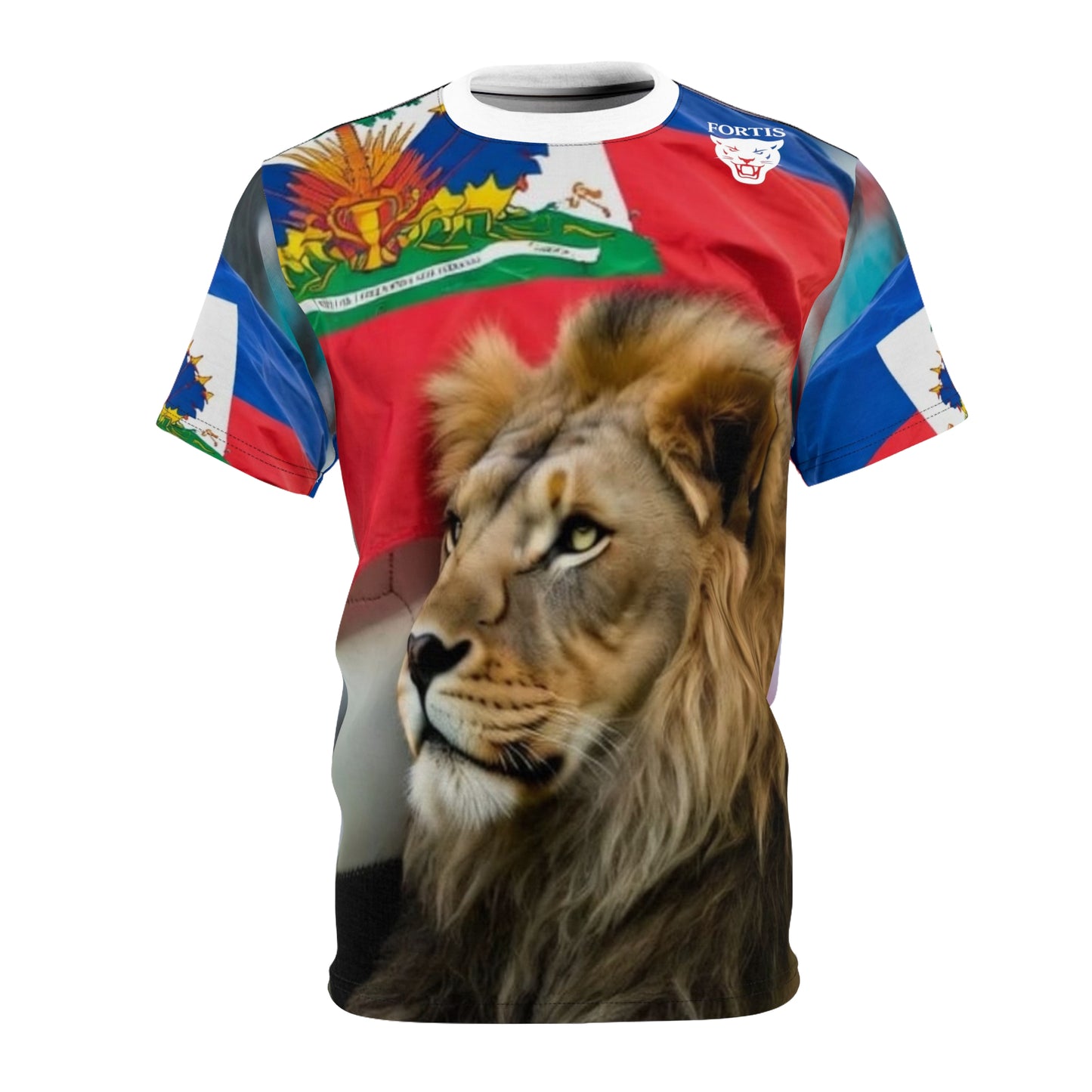 Haiti Flag Lion T-Shirt — Patriotic Haitian All-Over Print Tee