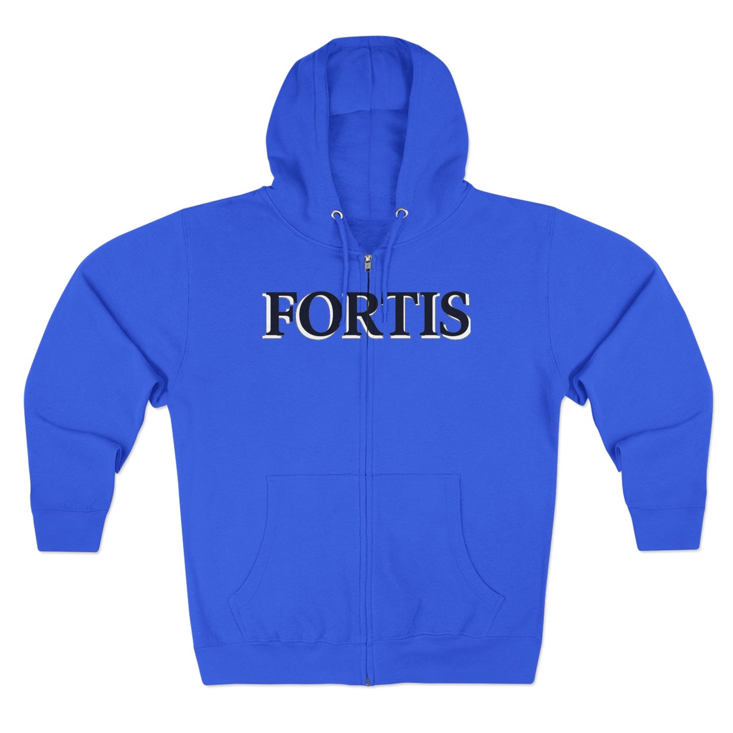 Fortis Zip Hoodie — Classic Minimalist Text Zip-Up Hoodie