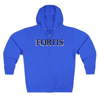 Fortis Zip Hoodie — Classic Minimalist Text Zip-Up Hoodie