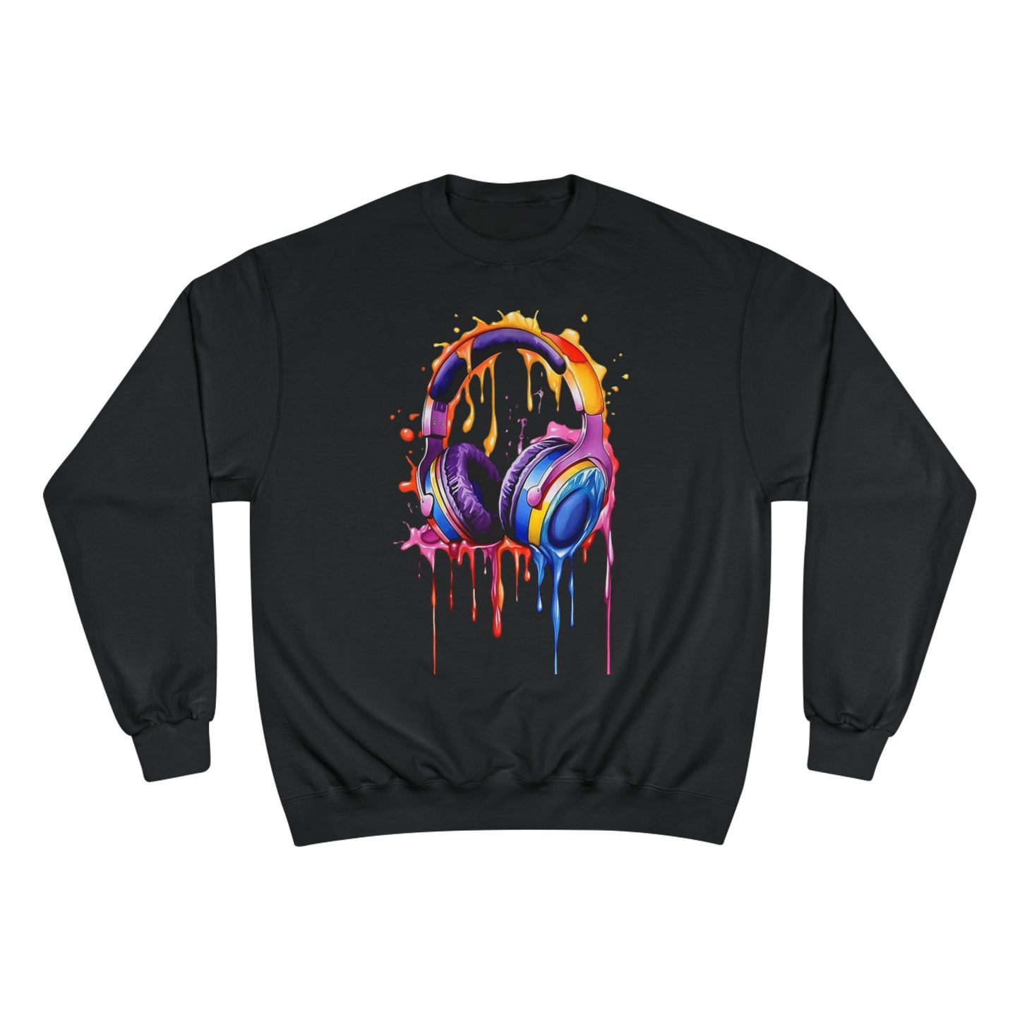 Headphone Drip Sweatshirt — Colorful Paint-Drip Music Crewneck
