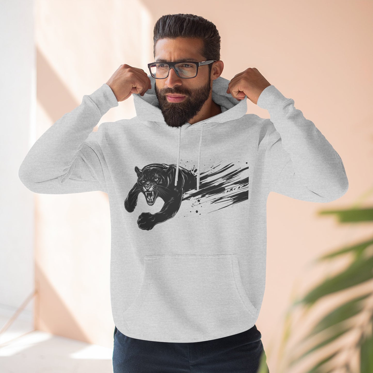 Panther Motion Hoodie — Leaping Black Panther Graphic Pullover