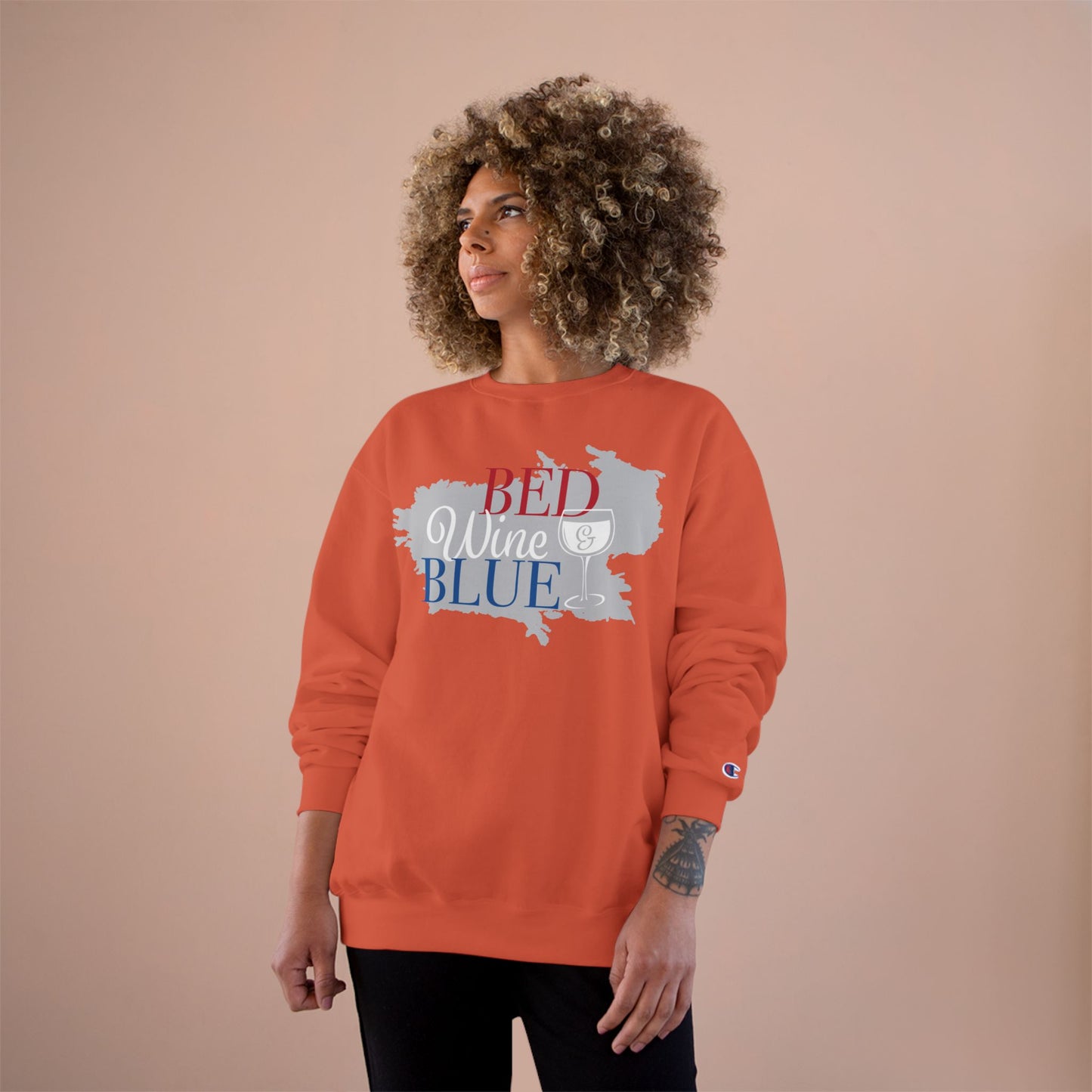 Red White & Wine Sweatshirt — Bed Wine Blue Graphic Crewneck