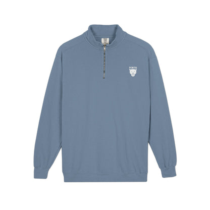 Quarter-Zip Sweatshirt with Small Chest Crest — Casual Pullover for Everyday Wear