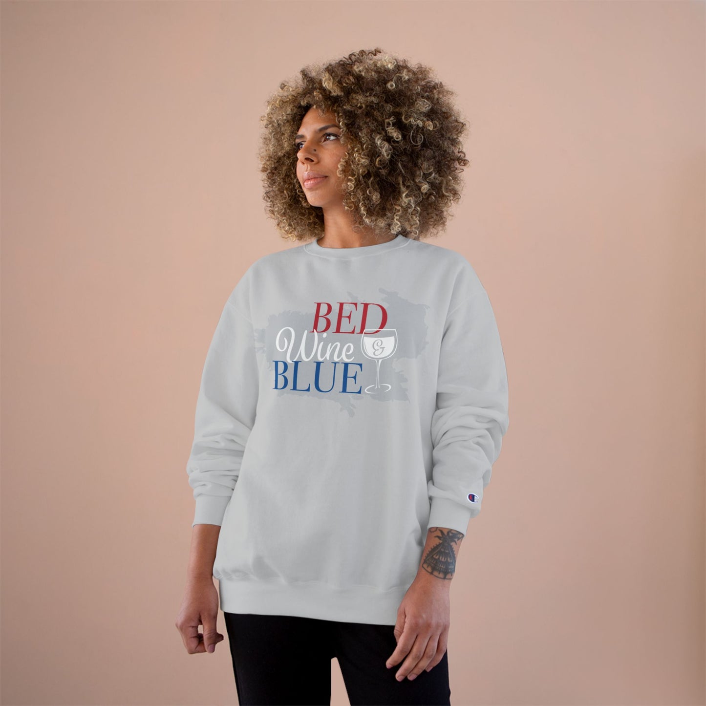 Red White & Wine Sweatshirt — Bed Wine Blue Graphic Crewneck