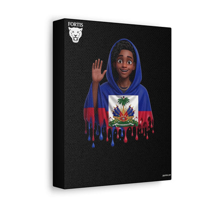 Haitian Flag Drip Canvas
