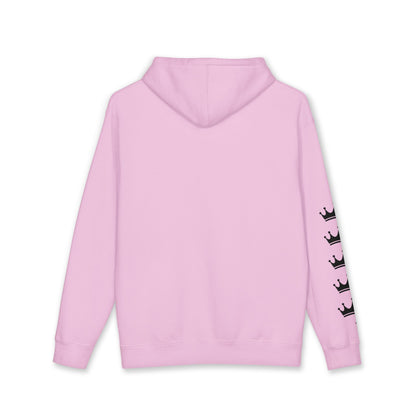 Chameli Crown Hoodie — Personalized Script Logo Pullover with Sleeve Crowns
