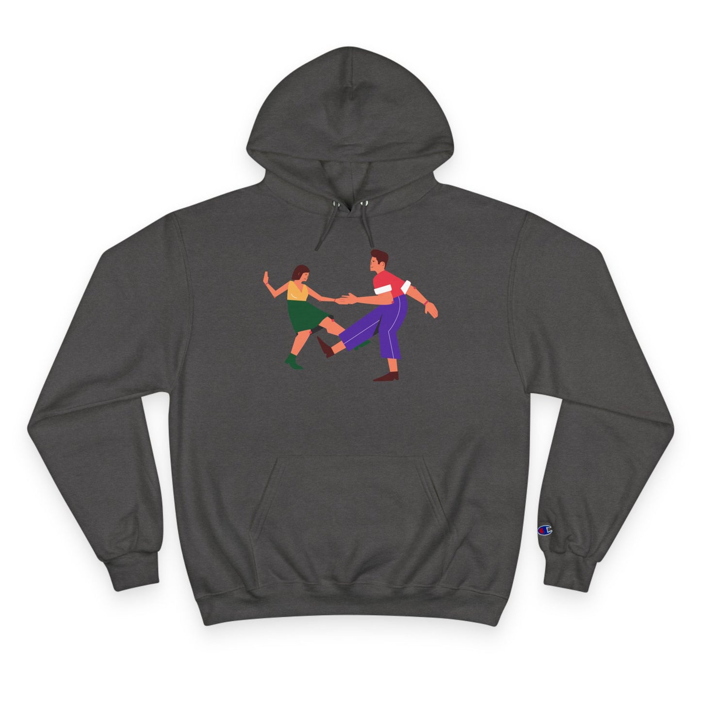Dancing Couple Champion Hoodie — Retro Social Dance Graphic Pullover