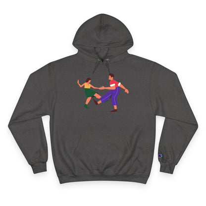 Dancing Couple Champion Hoodie — Retro Social Dance Graphic Pullover