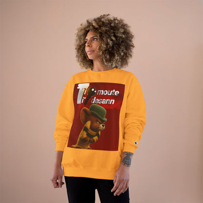 Sweatshirt — Retro Cartoon Mouse "T' moute desann" Graphic Crewneck