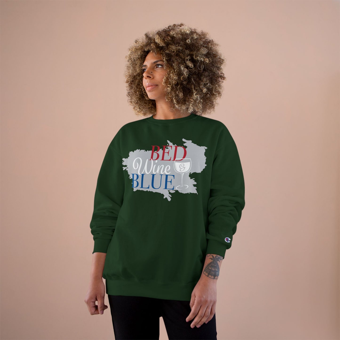 Red White & Wine Sweatshirt — Bed Wine Blue Graphic Crewneck