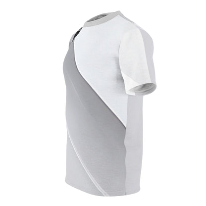 Fortis Minimalist Panther Tee — White Diagonal Cut & Sew T‑Shirt