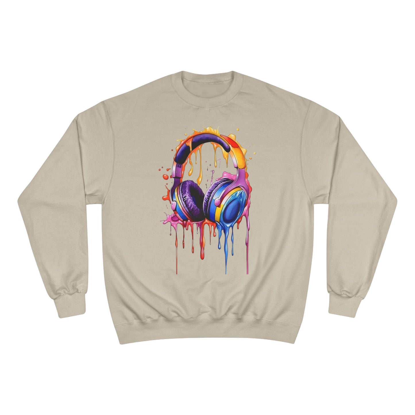 Headphone Drip Sweatshirt — Colorful Paint-Drip Music Crewneck