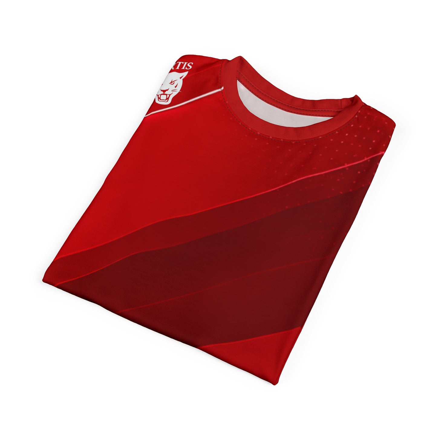 Red Abstract Cut & Sew Tee — All-Over Print Athletic Graphic T-Shirt