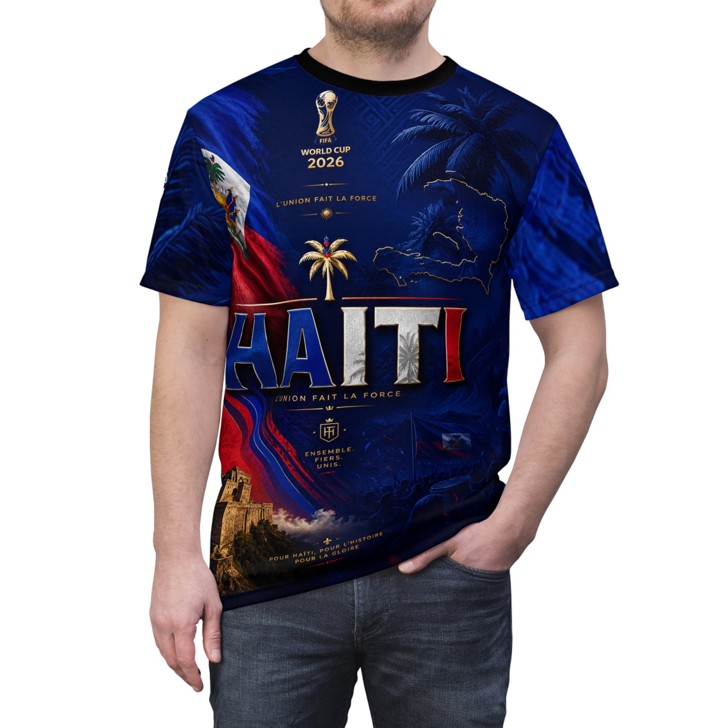 Haiti World Cup 2026 All-Over Print Tee — Haiti Flag Soccer Fan Shirt