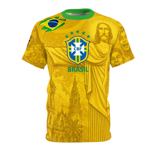 Brazil CBF Soccer T‑Shirt with Christ the Redeemer Graphic