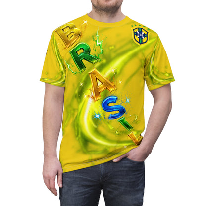 Brazil Flag Graphic Tee — Distressed Brazilian Flag All-Over Print