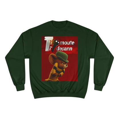 Sweatshirt — Retro Cartoon Mouse "T' moute desann" Graphic Crewneck