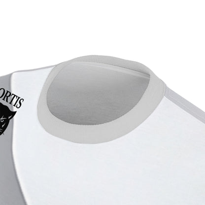 Fortis Minimalist Panther Tee — White Diagonal Cut & Sew T‑Shirt