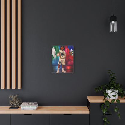 Classic Canvas Portrait Print — Youth Holding Nigeria & Haiti Flags