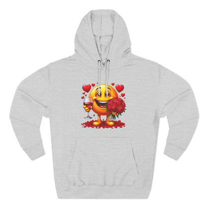 Valentine Emoji Hoodie – Rose, Wine & Hearts Fleece Pullover