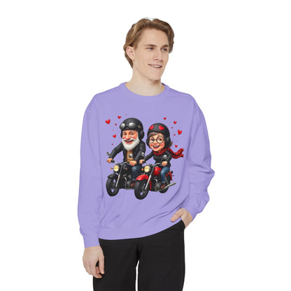 Couple Biker Sweatshirt — Cute Riding Grandparents with Hearts