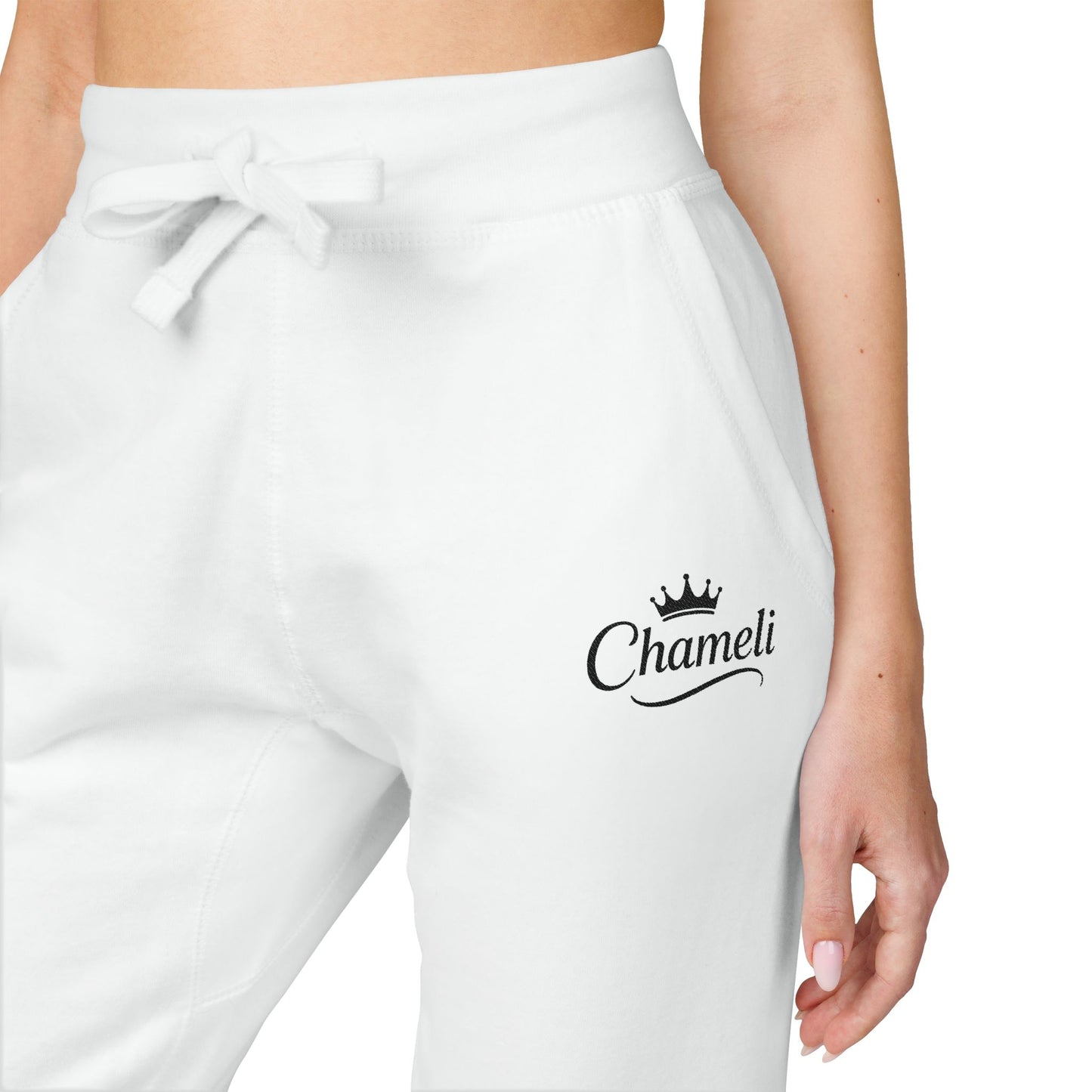 Embroidered 'Channel' Fleece Sweatpants — Cozy Casual Joggers