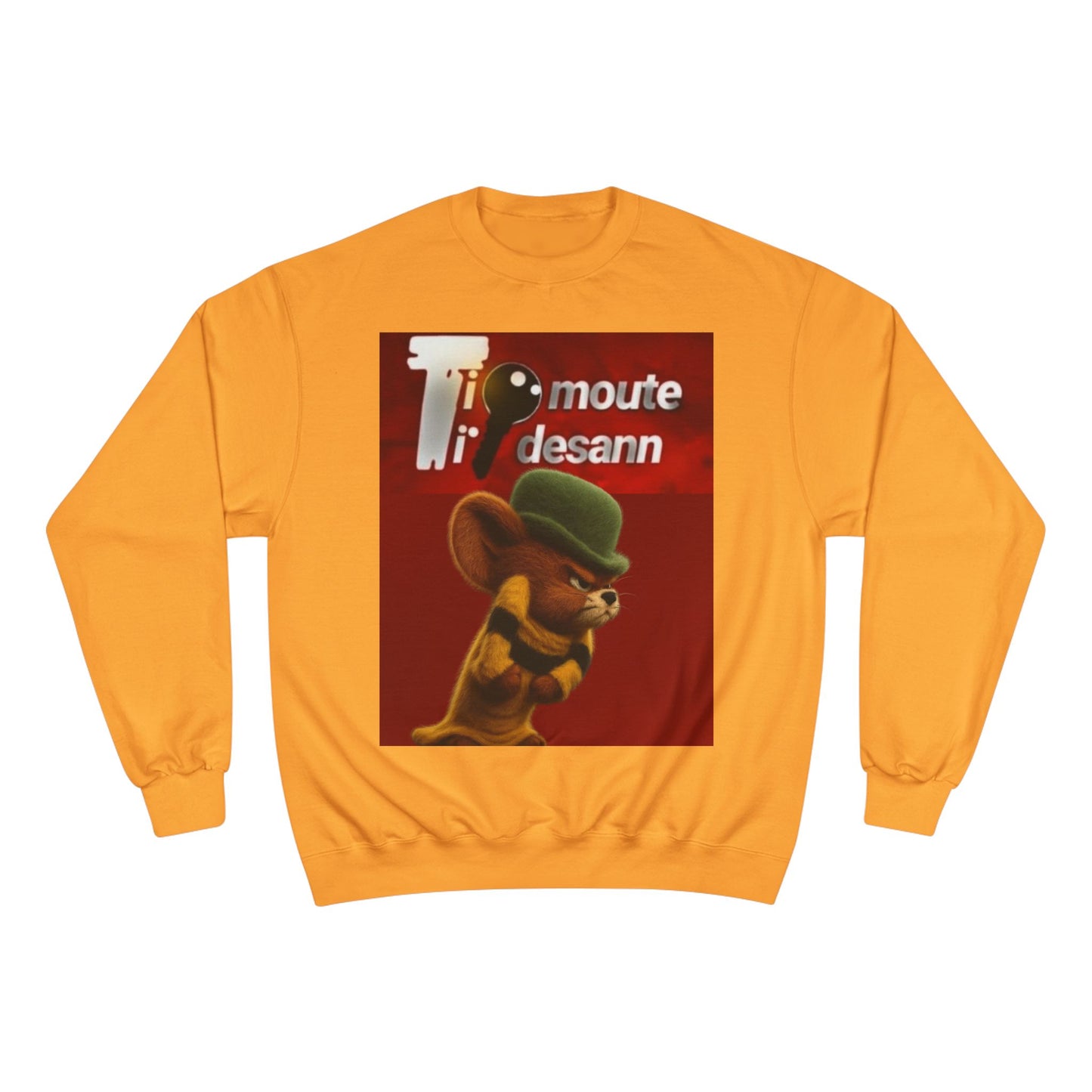 Sweatshirt — Retro Cartoon Mouse "T' moute desann" Graphic Crewneck