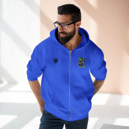 Streetwear Bear Zip Hoodie — Green Urban Teddy Graphic Zip-Up