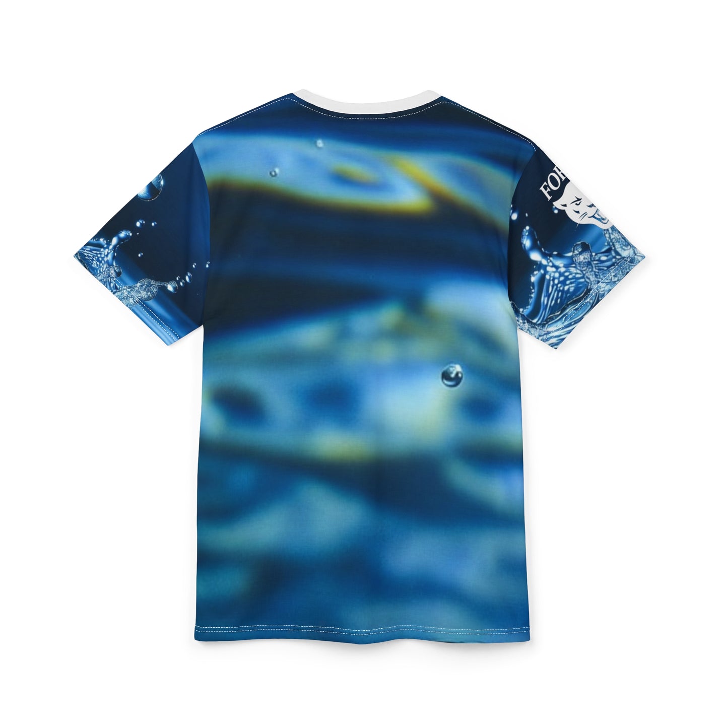 Water Drop All-Over Print Tee — Photorealistic Splash Design
