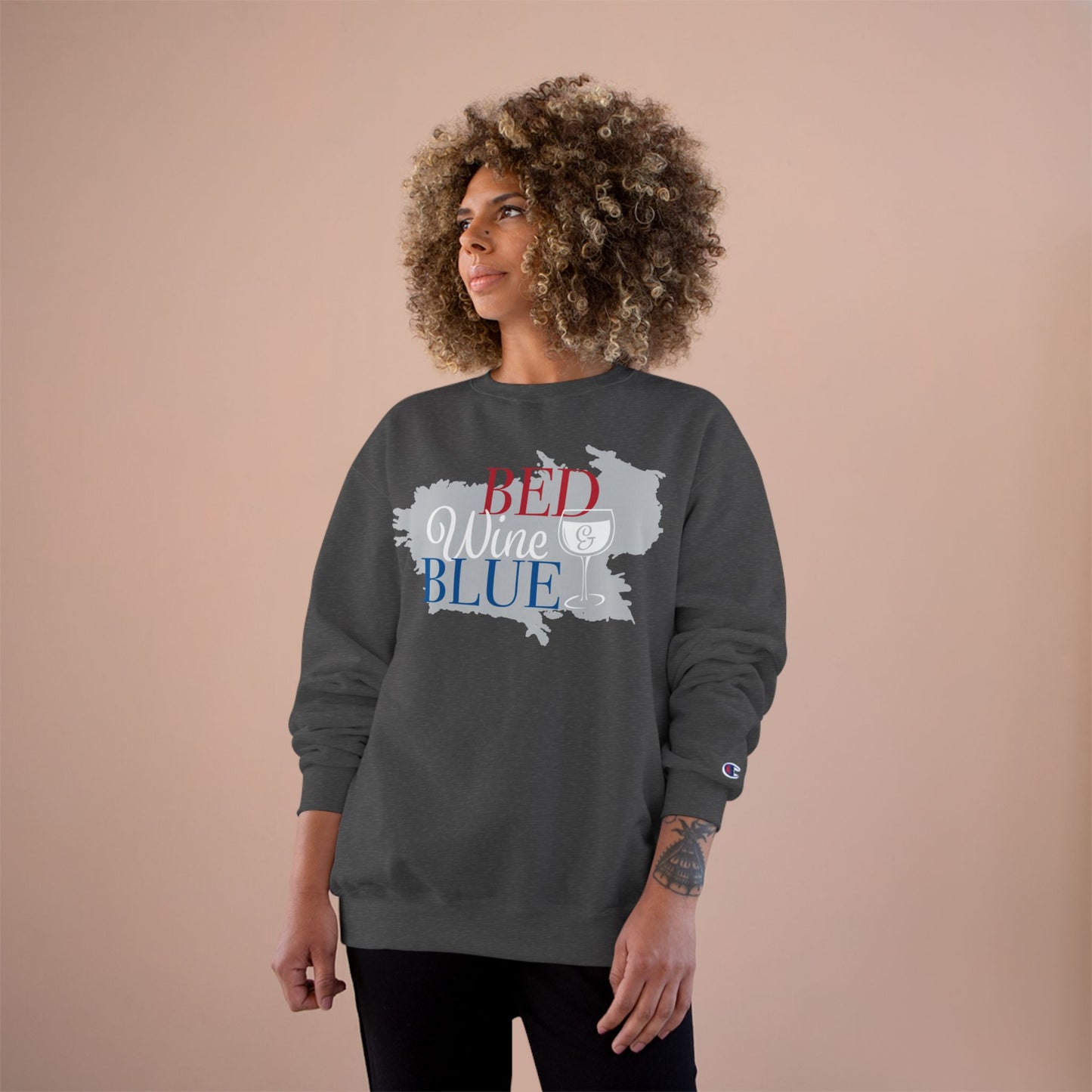 Red White & Wine Sweatshirt — Bed Wine Blue Graphic Crewneck