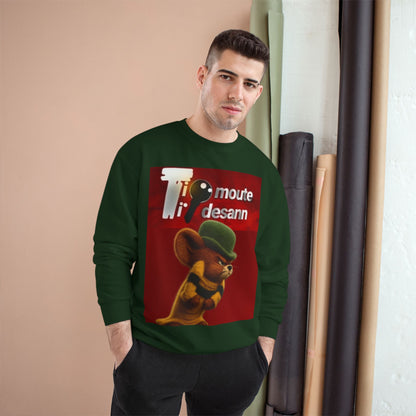 Sweatshirt — Retro Cartoon Mouse "T' moute desann" Graphic Crewneck