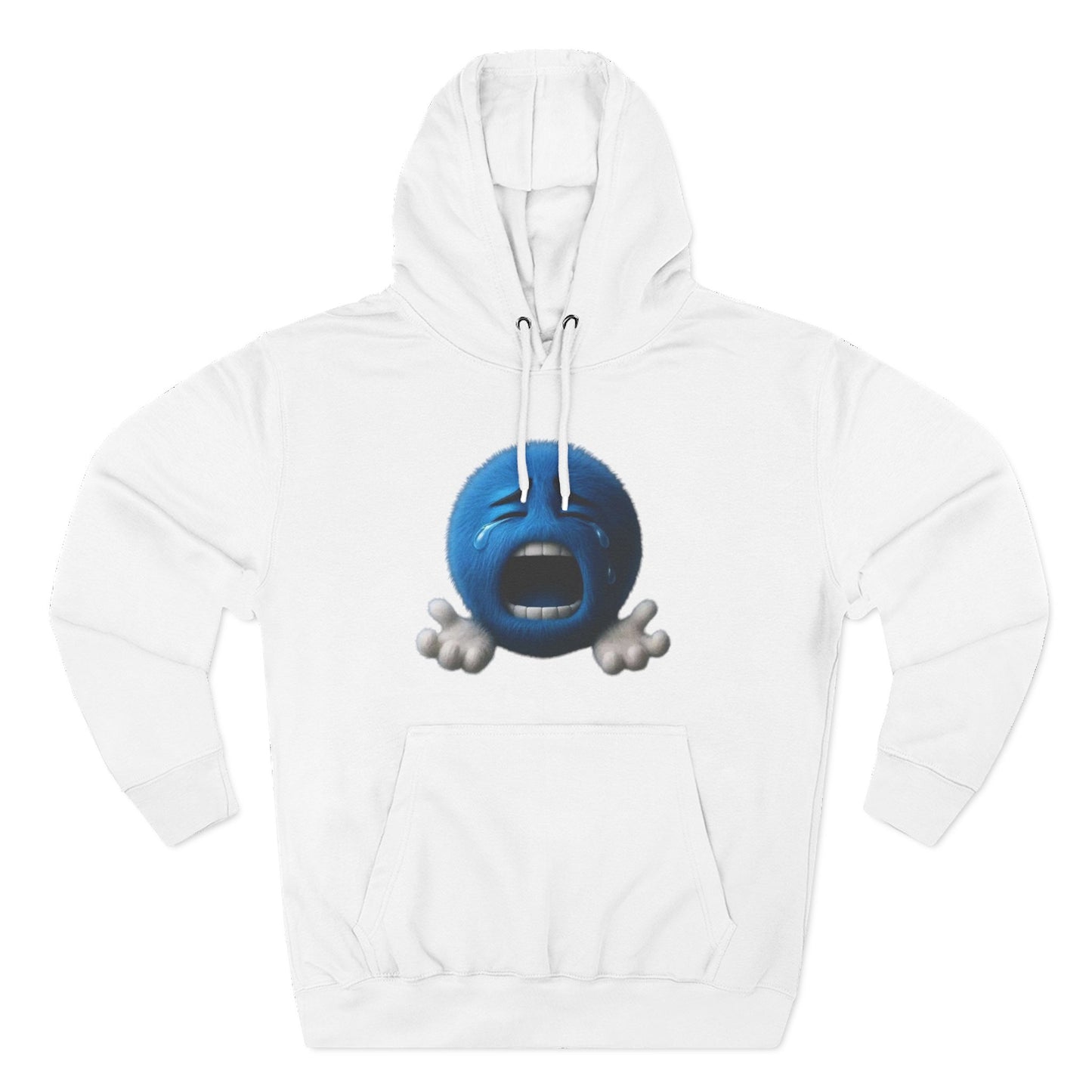 Blue Scream Emoji Hoodie — Cute 3D Emoticon Graphic Fleece Pullover