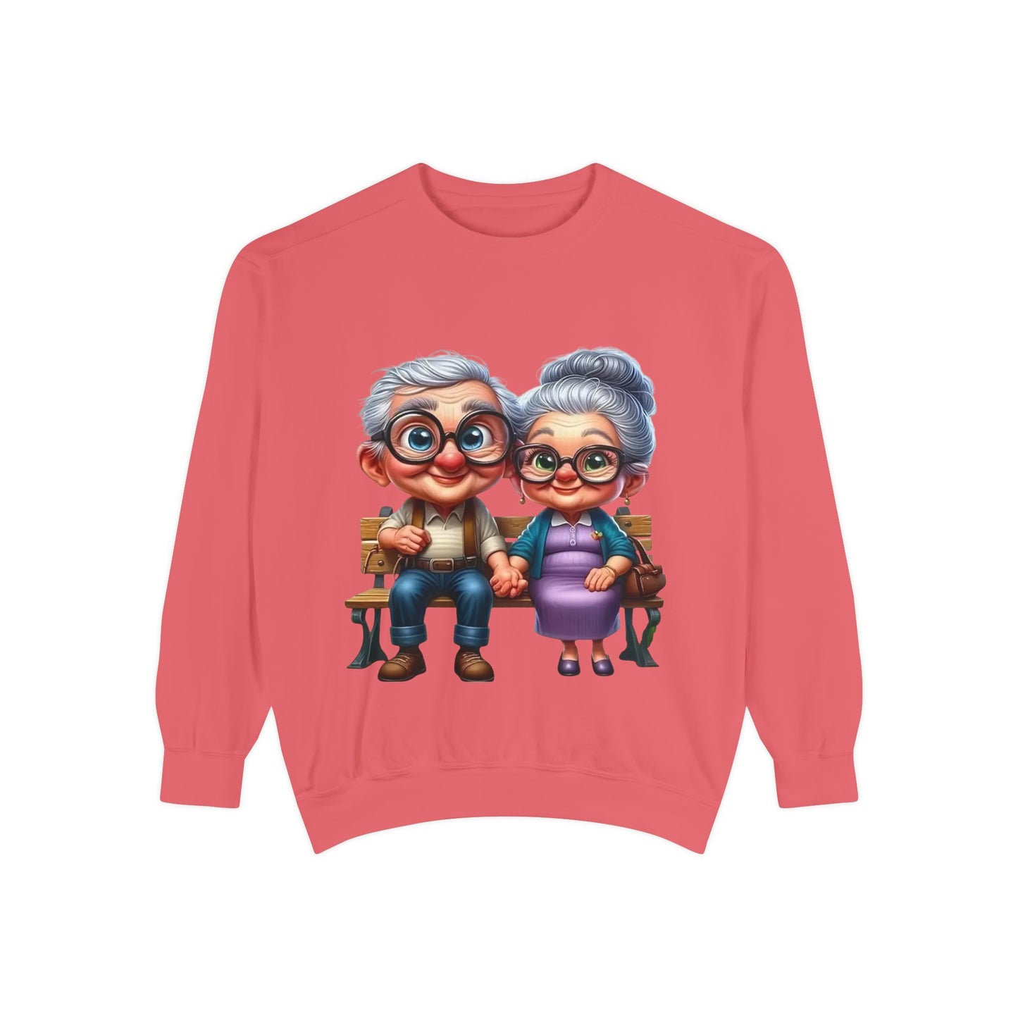 Grandparents Sitting on Bench Cute Couple Sweatshirt