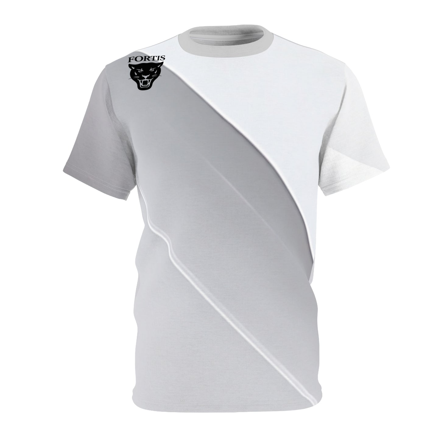 Fortis Minimalist Panther Tee — White Diagonal Cut & Sew T‑Shirt