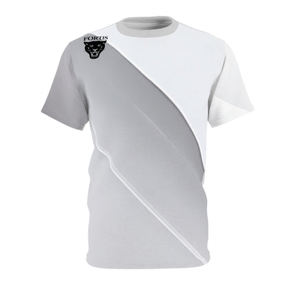 Fortis Minimalist Panther Tee — White Diagonal Cut & Sew T‑Shirt