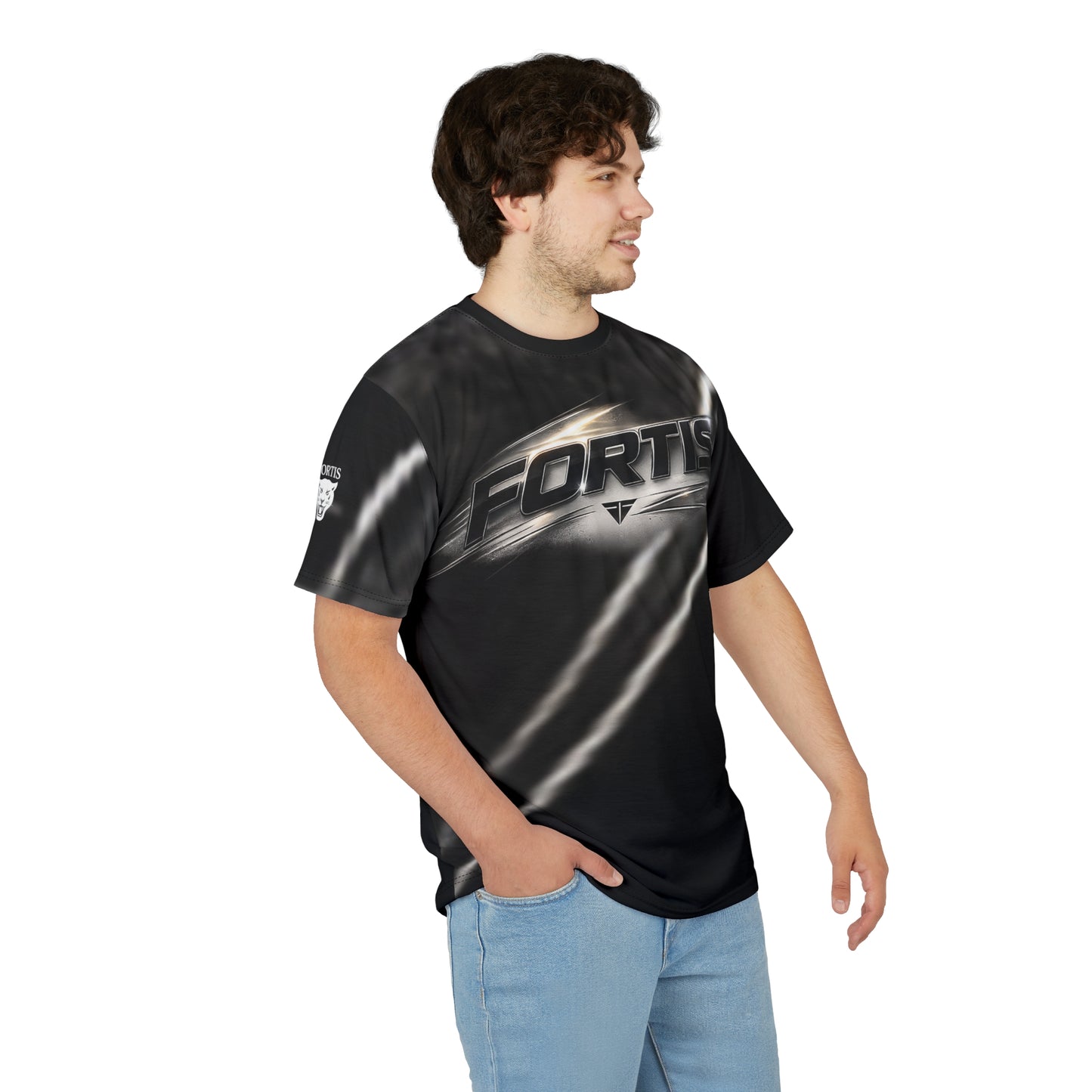 Fortis Metallic Logo Tee — All-Over Print Cut & Sew Shirt