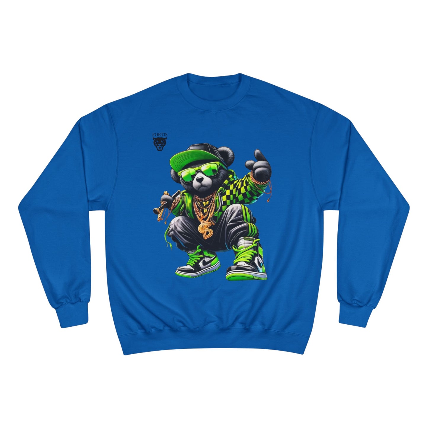 Hip Hop Bear Champion Sweatshirt — Streetwear Crewneck with ‘Champion’ Style Graphic