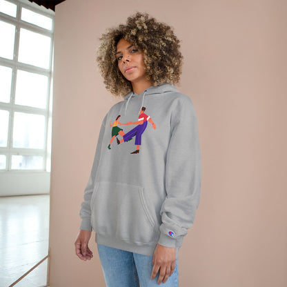 Dancing Couple Champion Hoodie — Retro Social Dance Graphic Pullover