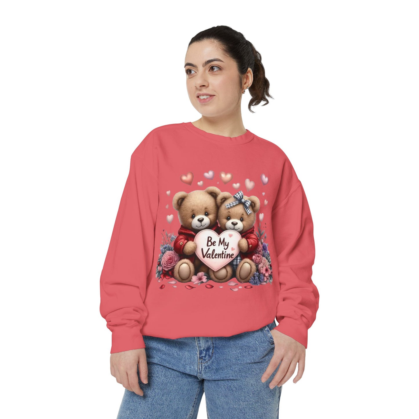 Valentine Teddy Sweatshirt — "Be My Valentine" Cute Couple Bears Design