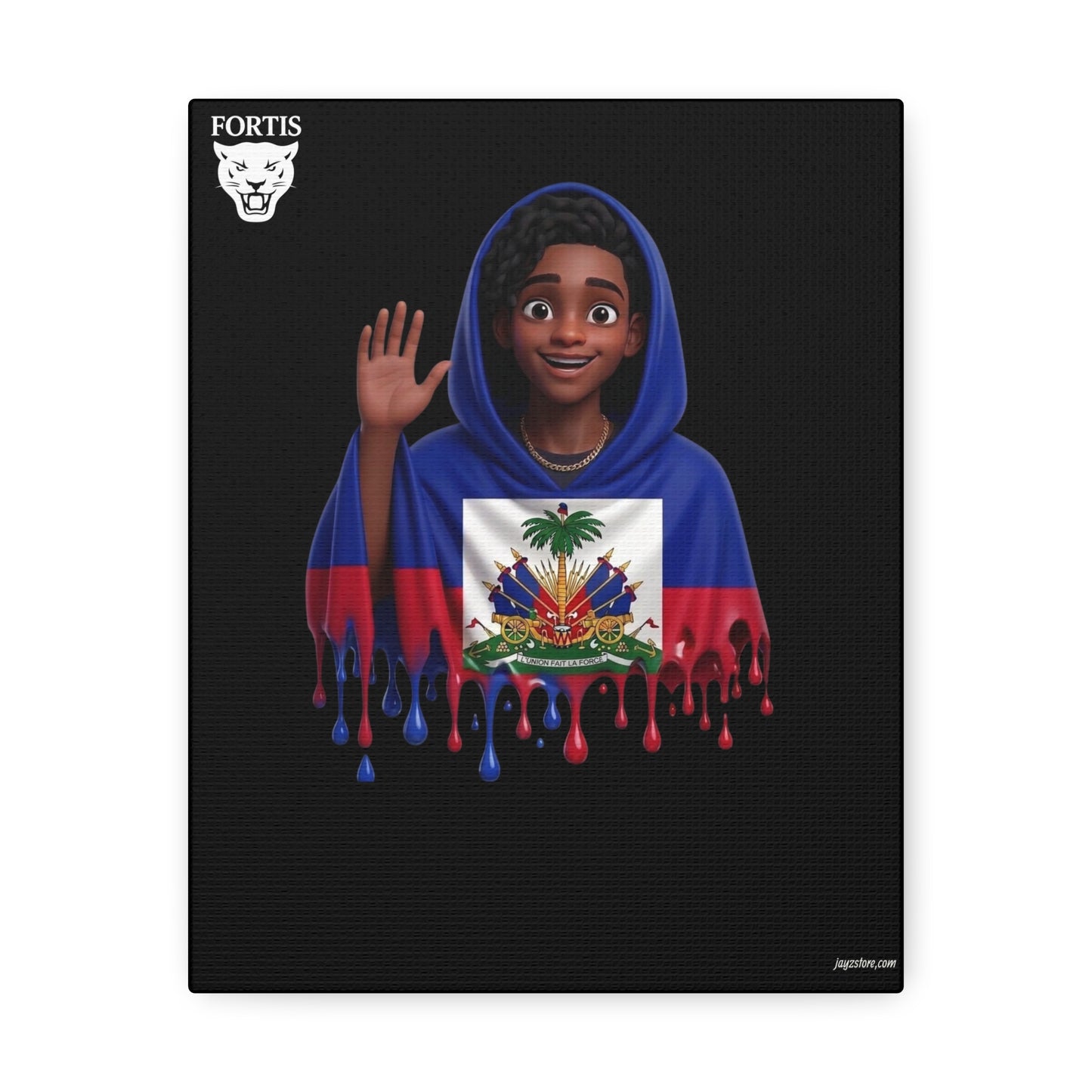 Haitian Flag Drip Canvas