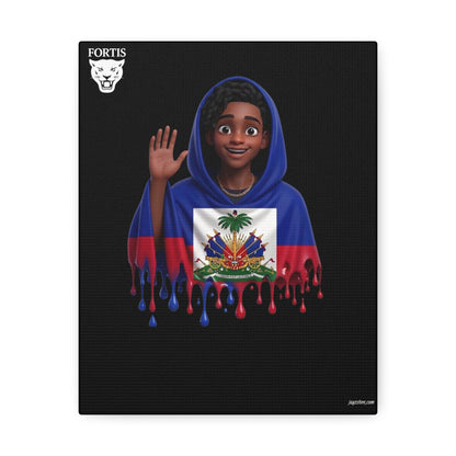 Haitian Flag Drip Canvas