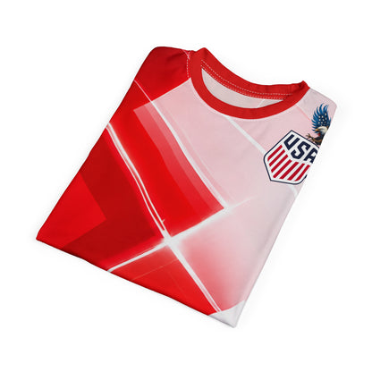USA Eagle Shield Graphic Tee — Red White All-Over Print