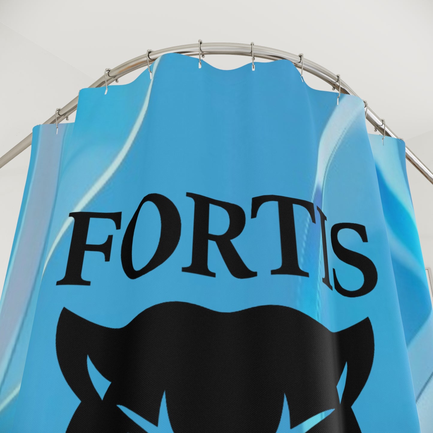 Fortis Panther Blue Shower Curtain — Modern Team Logo Bathroom Decor
